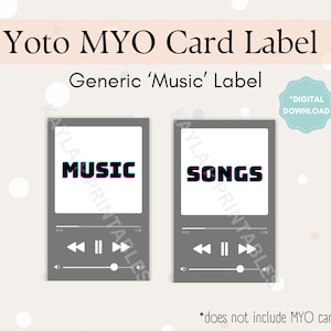 Étiquette de carte Yoto MYO imprimable, créez votre propre carte, prête à imprimer, chansons, générique, Kids Yoto, téléchargement immédiat, autocollant DIY, lecteur multimédia,