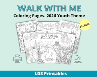 Walk With Me 2026 Malseiten, Moses 6:34, HLT Jugendthema, junge Frauen, junge Männer, HLT Leiter, printable, Instant Download