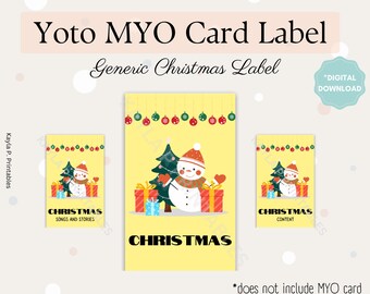 Yoto MYO Card Label Printable, Make Your Own Card Yoto labels, Ready to Print Christmas, Holiday, Kids Yoto, instant download, DIY sticker