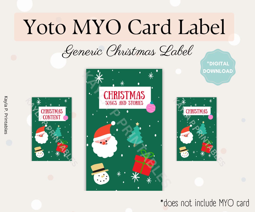Card Only Labels Yoto MYO Card Label Printable, Make Your Own Card Yoto Labels, Ready to ...
