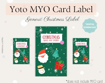 Yoto MYO Card Label Printable, Make Your Own Card Yoto labels, Ready to Print Christmas, Holiday, Kids Yoto, instant download, DIY sticker
