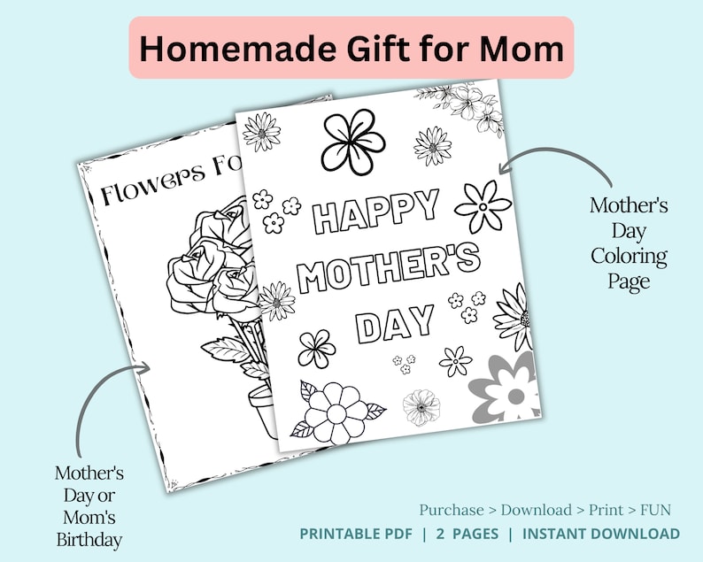 Coloring Pages Mother's Day, Coloring Pages for Mom, Mothers Day Printables, Gift for Mom, Mom ...