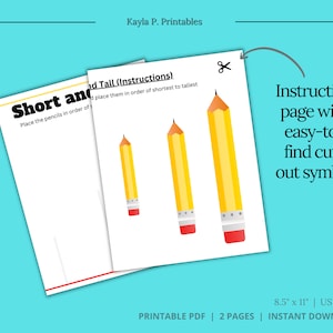 Size Sorting Worksheet, Tall and Short Worksheet, Busy Book Printable ...