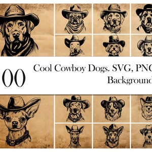 Dog breeds Svg Png Pdf Cowboy Dog Clipart western art Files For Cricut Cool Dog Silhouette Awesome pet with hat Svg digital printable