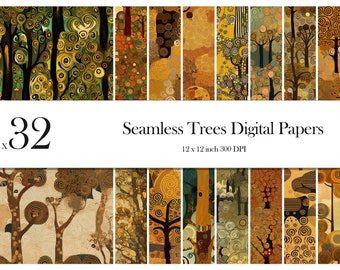 "nahtlose Bäume, Digital Papiere inspiriert von Gustav Klimt Gemälden,