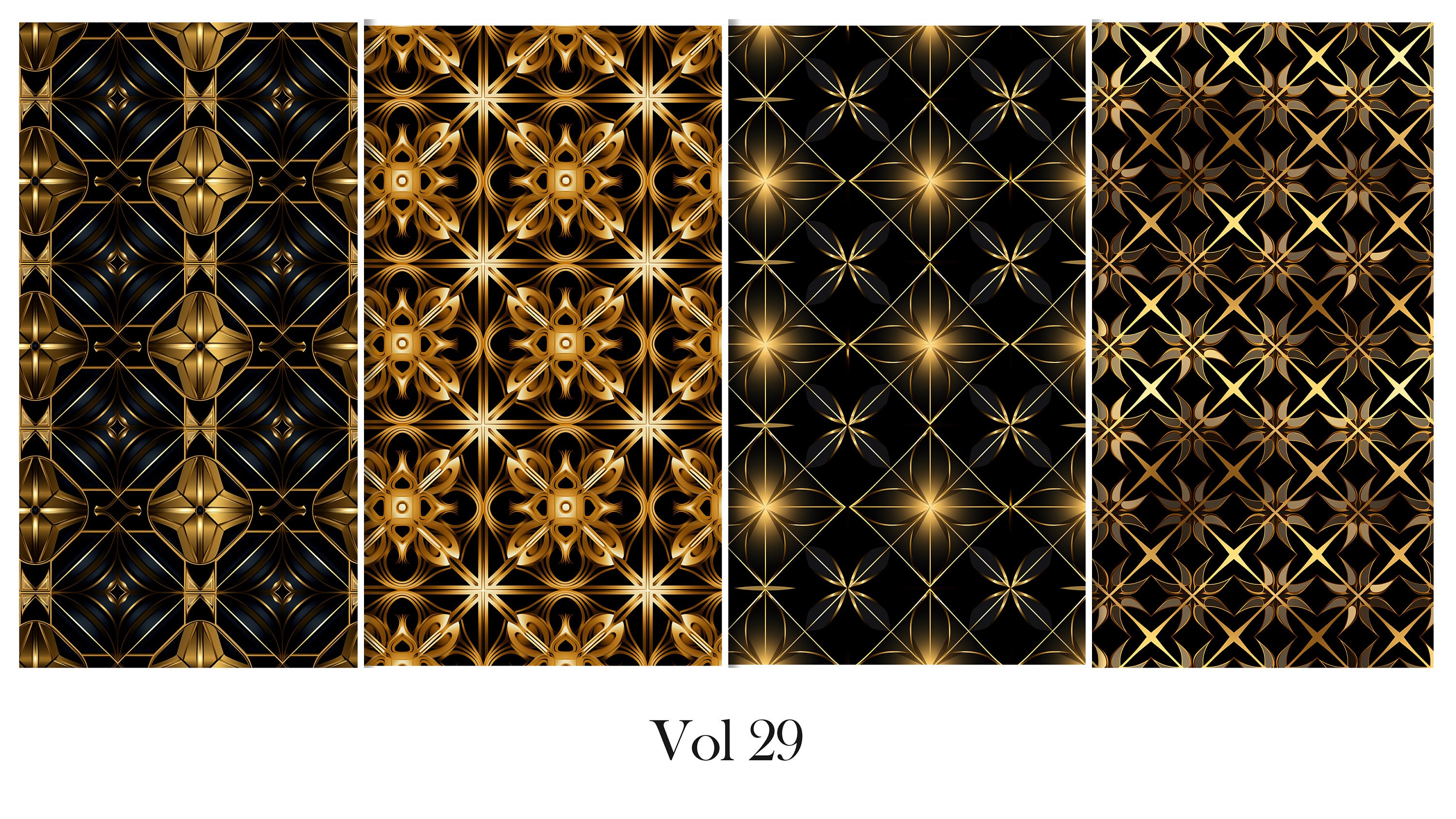 Luxury Gold Digital Papers Seamless Ornamental and Geometrical Patterns ...
