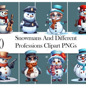 Profissões e ocupações de boneco de neve como Piloto Professor Cheff Policial Pngs Fundo Transparente Download Instantâneo Arquivo de Imagem Digital