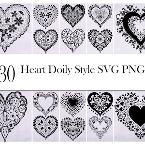 Heart Doily SVG Bundle. Transparent PNG Thoughtful Designs Great Gift for Partner, Boyfriend and Girlfriend. Digital File Instant Download.