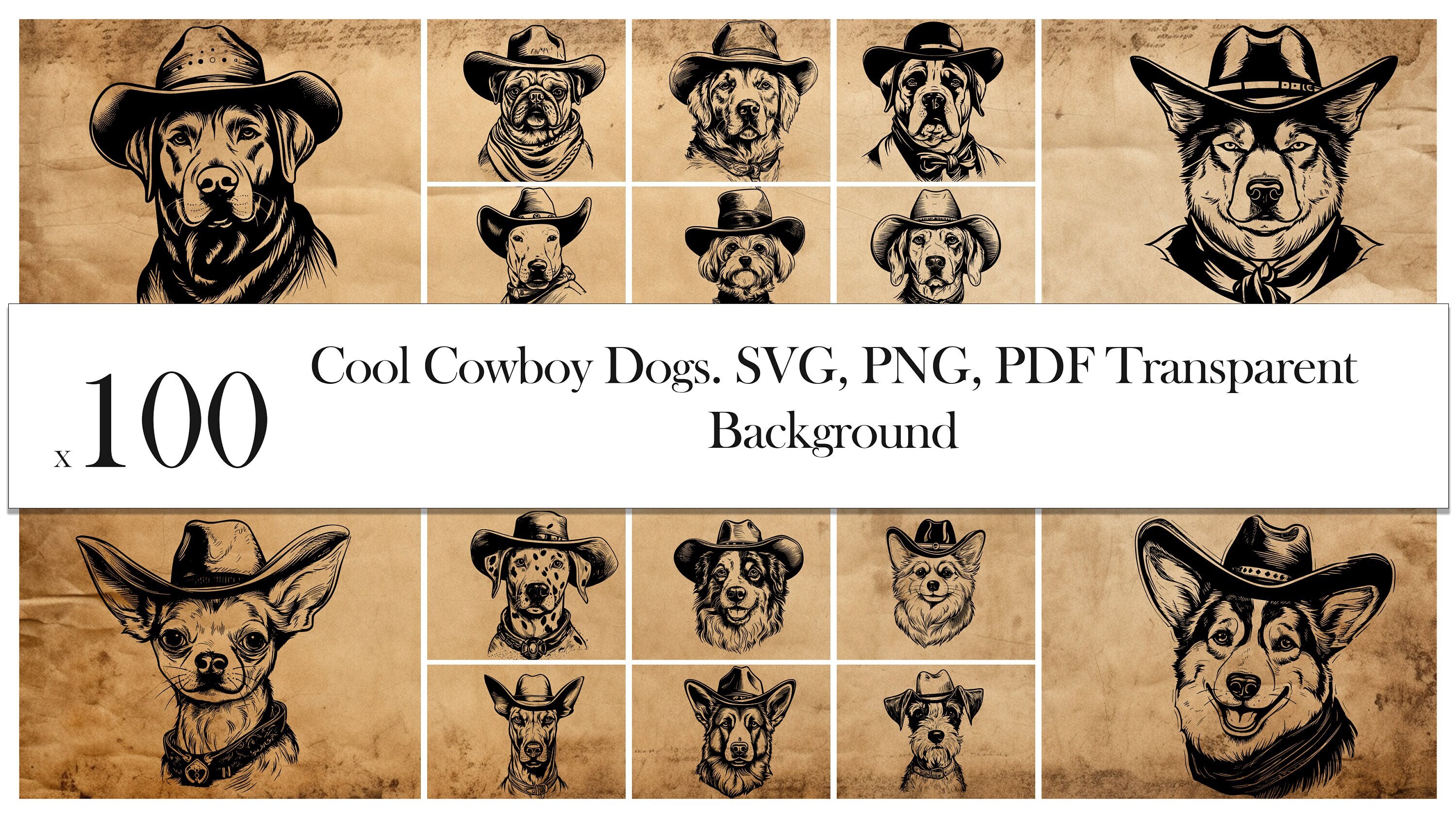 Dog Breeds Svg Png Pdf Cowboy Dog Clipart Western Art Files for Cricut