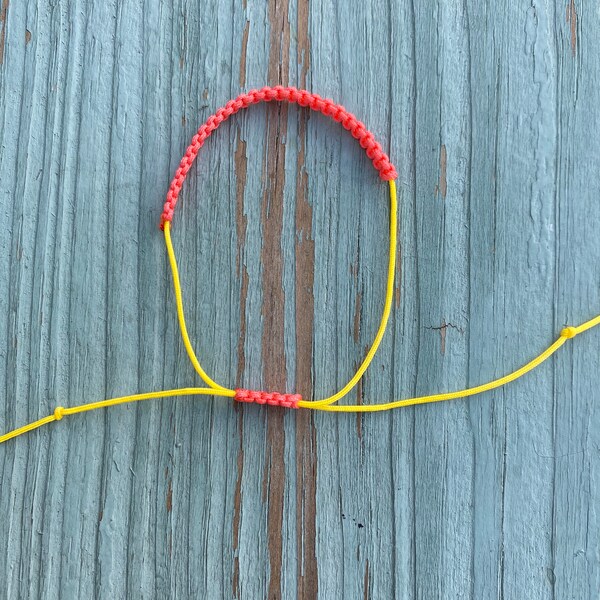 orange and yellow square knot bracelet