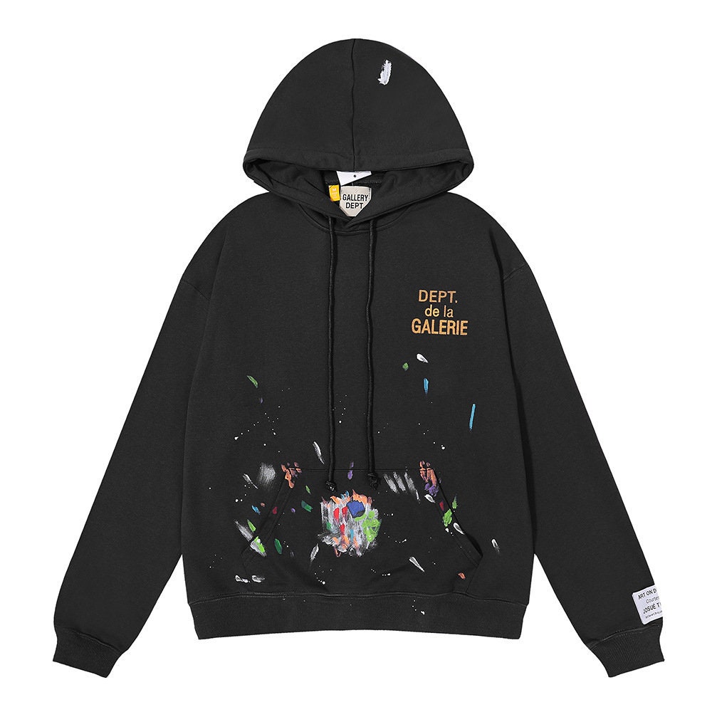 Gallery Dept Splatter Hoodie Unisex Black Graffiti Pullover - Etsy