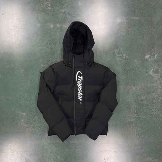trapstar triple black hyperdrive detachable hood puffer jacket