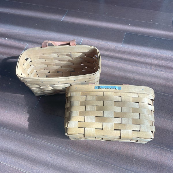 Longaberger Basket, Medium Key Basket, includes over-the-door leather loop hanging and wall-mounting teeth