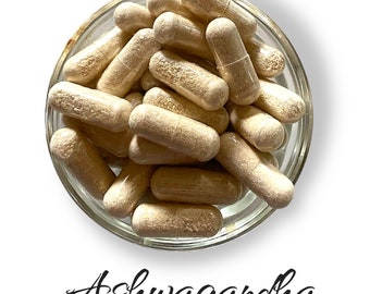 Cápsulas de ashwagandha orgánica: suplemento herbal vegano