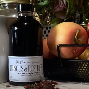 HIBISCUS ROSEHIP Simple Syrup , Artisan Handmade Herbal Syrups, Moon Milk, Beverage Flavourings, Cocktails  Mocktails, Natural Flavours