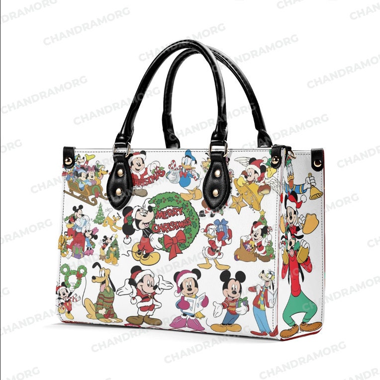 Discover Customized Name Christmas Mickey Leather Bag hand bag