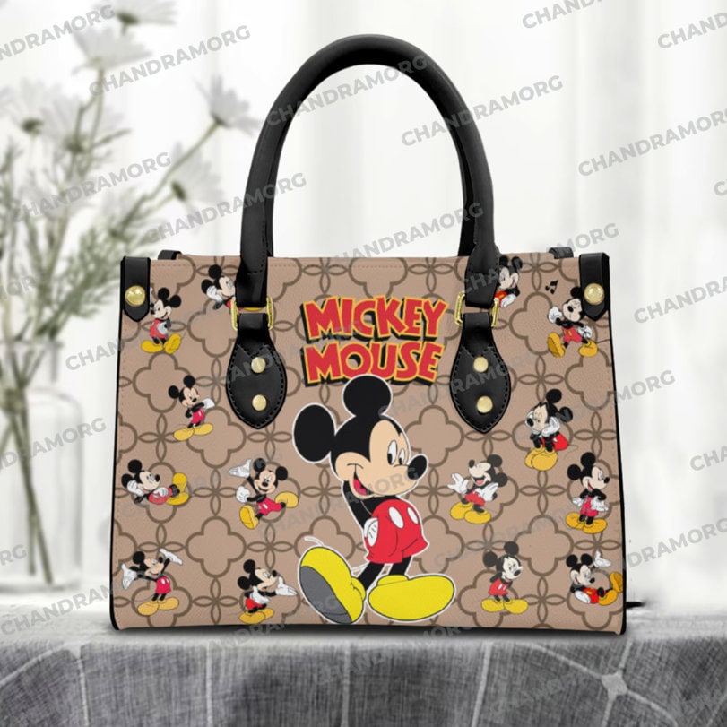 Custom Mickey Cartoon Leather Bag Hand Bagcustom Mickey Woman 
