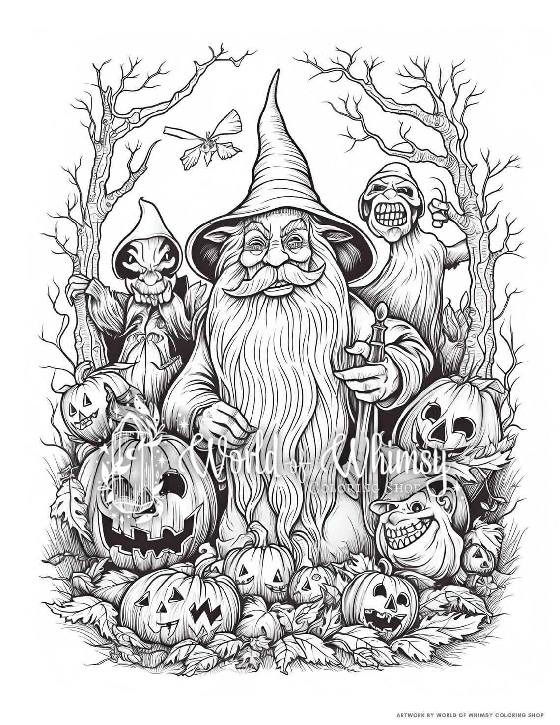 25 Halloween Gnomes Coloring Pages for Adults Creepy Gnome - Etsy
