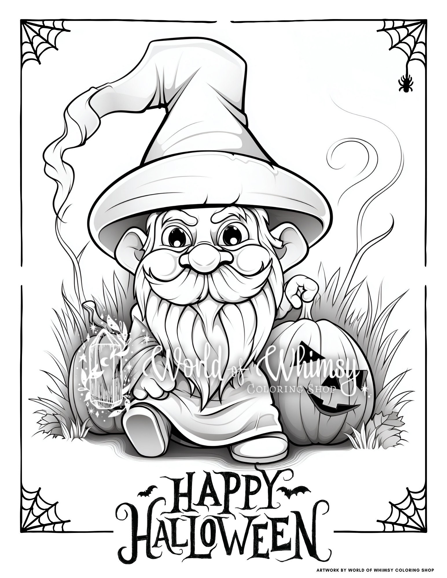 25 Halloween Gnomes Coloring Pages for Adults Creepy Gnome - Etsy