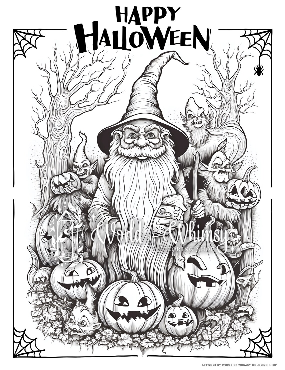 25 Halloween Gnomes Coloring Pages for Adults Creepy Gnome - Etsy
