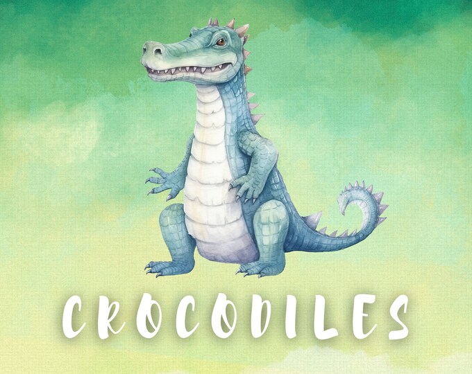 Crocodile Clipart - Digital Vector Crocodile, Africa, Safari, Alligator ...