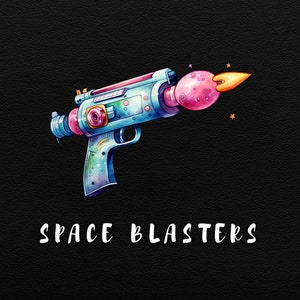 Space Watercolor Clipart, Space Blasters, Space Guns, Watercolor Clipart, Space Clipart, Outer Space, Instant Download, PNGs, Commercial Use