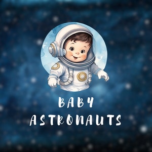 Clipart carino astronauta, baby astronauta, arredamento dell'asilo nido, clipart spaziale, arte della parete dell'asilo nido, clipart acquerello, spazio per i bambini, arredamento dell'asilo nido