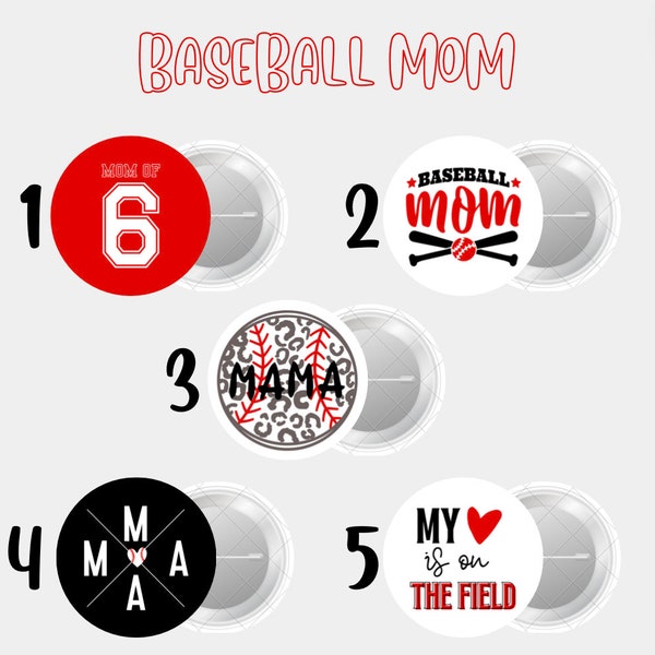 Baseball Mom Buttons