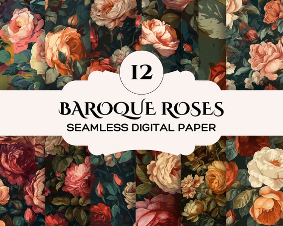 Cute Wrapping Paper Baroque Floral Paper Seamless Paper Pattern Digital  Paper Pack Gift Wrapping Floral Paper Flower Craft Paper Journaling 
