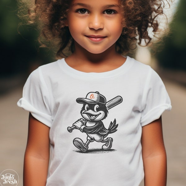 Toddler Baltimore Orioles Bird Cartoon Character Shirt, Toddler Orioles Gameday Shirt, Baltimore Baseball, Baltimore Vintage Style Shirt