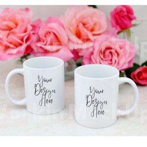 Pink Mug Mock-up, 2 Side Mug Mockup, Rose Mug Mockup, 11oz Mug Mockup, Flower Mug Mockup, Summer Mug Mockup, Health Wellness Mockup