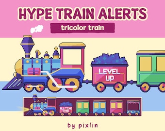 Animated Twitch Hype Train Alerts | Tricolor Stream Overlay Assets (7x)