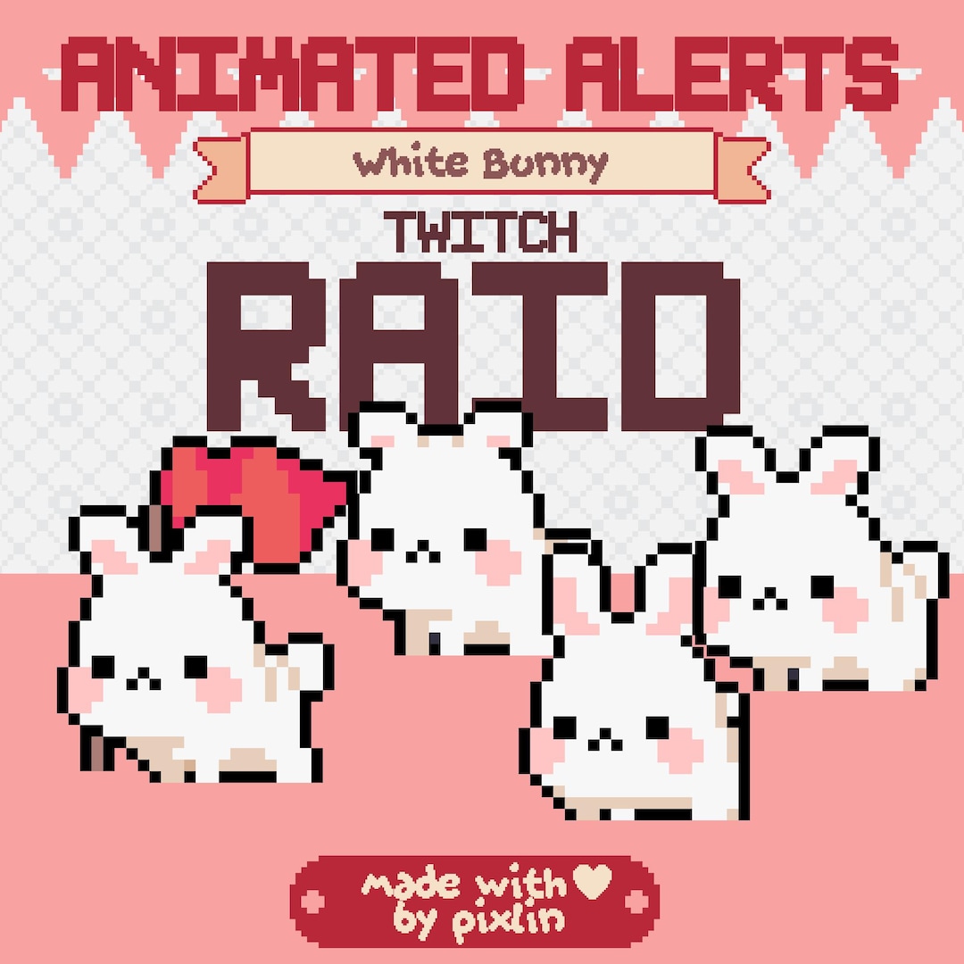White Bunny Raid Alert Pack | Animated Bunnies Alerts | Cute Rabbit ...