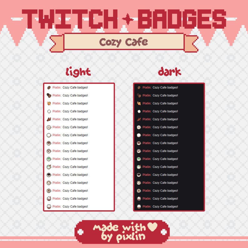 Mysigt café Pixel Twitch Sub Bit-märkesset | Färdiga Stream-märken för kaffebönor | Söta Sub-märken för mjölk, te och kaffe, matcha | 16 märken bild 2
