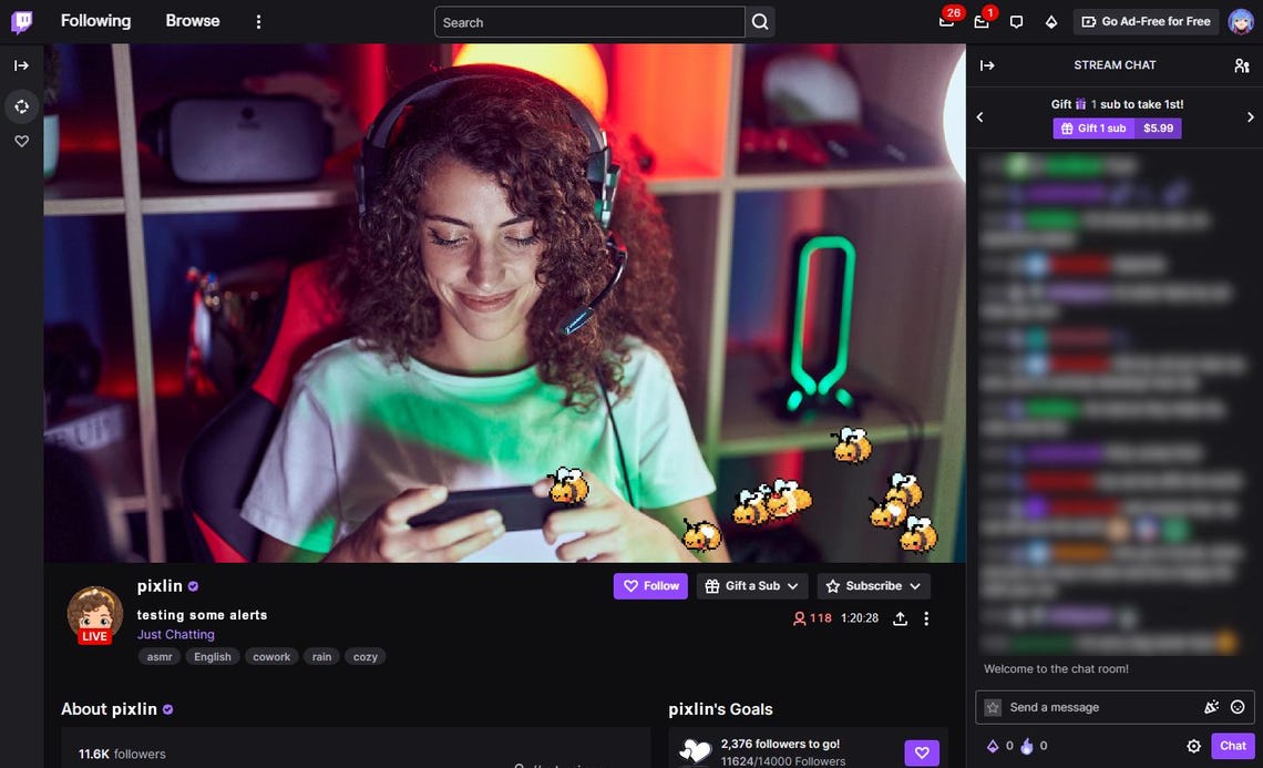 Honey Bee Twitch Raid Alert Pack | Cottagecore Animated Pixel Queen ...