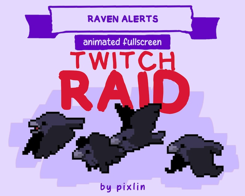 Animated Raven Twitch Raid Alerts | Gothic Stream Overlay Assets (3x ...