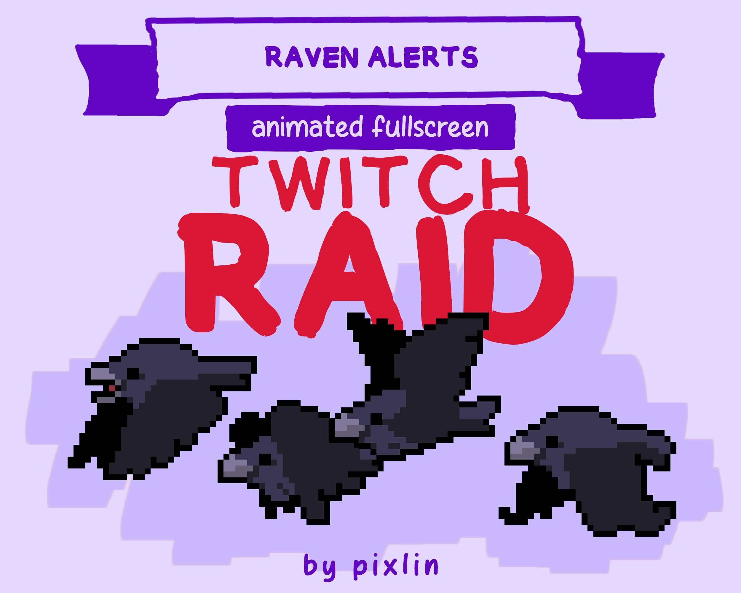 Animated Raven Twitch Raid Alerts | Gothic Stream Overlay Assets (3x ...