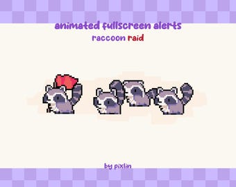 Animierte Waschbär Twitch Raid Alarms | Müll Panda Strom Poster (3x)