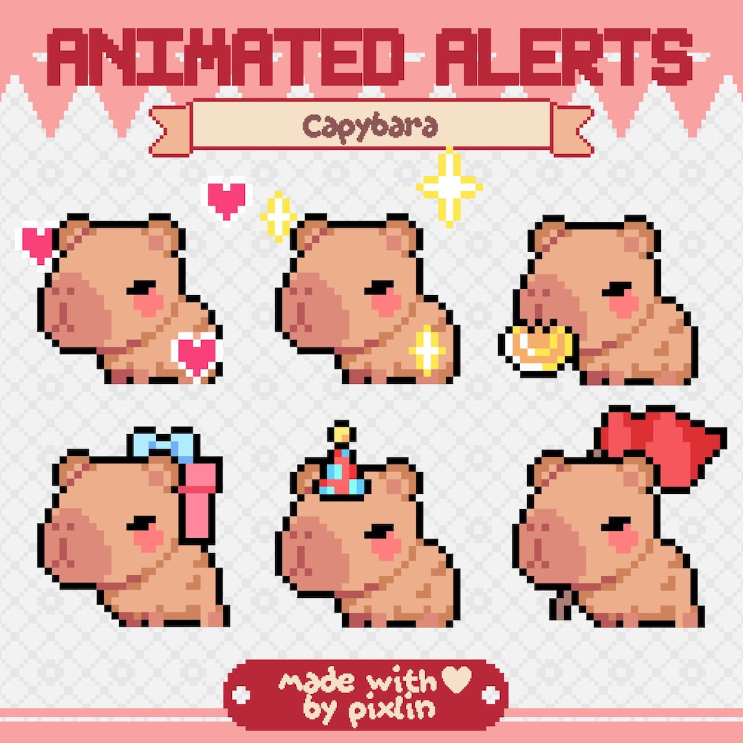 Capybara Pixel Stream Alerts Pack | Animated Cavy Alerts | Cottagecore ...