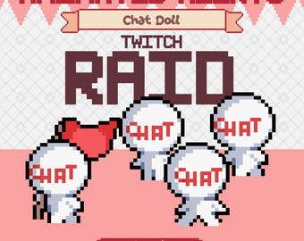 Chat Doll Twitch Raid Alert Pack | Cute Animated Pixel Chibi Bundle | Decoration Pet Stream Overlay Assets | 3x Alerts