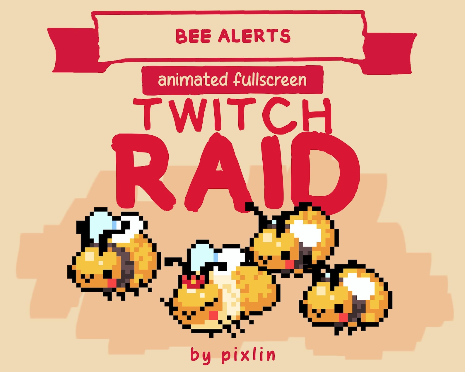 Honey Bee Twitch Raid Alert Pack | Cottagecore Animated Pixel Queen ...