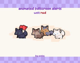 Animated Wolf Twitch Raid Alerts | Forest Stream Overlay Assets (3x)