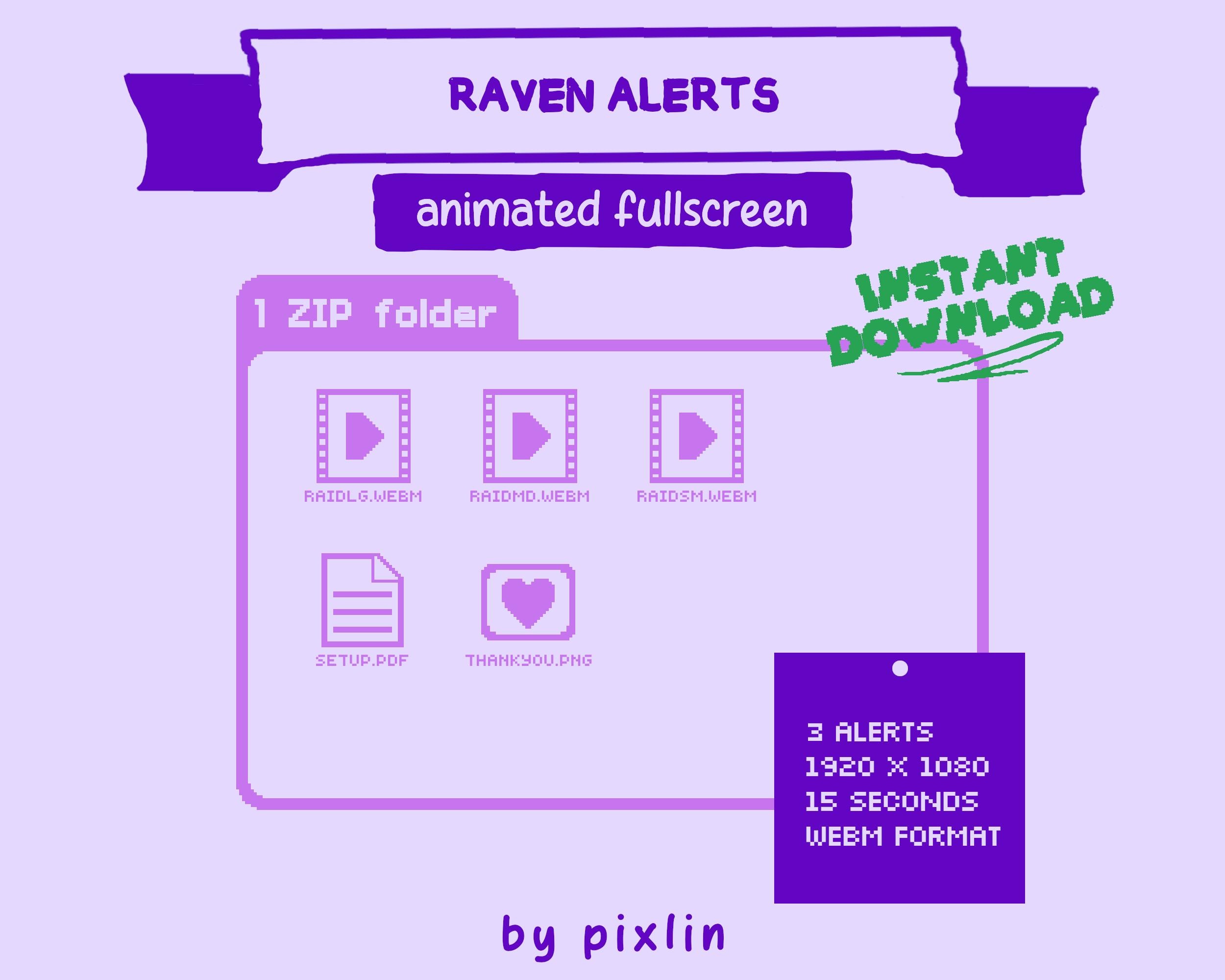 Animated Raven Twitch Raid Alerts | Gothic Stream Overlay Assets (3x ...