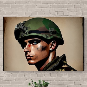 Moderne Kunst Soldat Poster Amerikanischer Soldat Wand Kunst Armee Soldat Wand-Dekor Soldat Zeitgenössische Kunst Soldat Illustration Druck für Zimmer