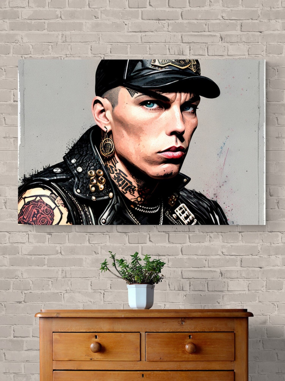 Modern Art Punk Rocker Poster Punk Wall Art Punk Wearing Leather Wall ...