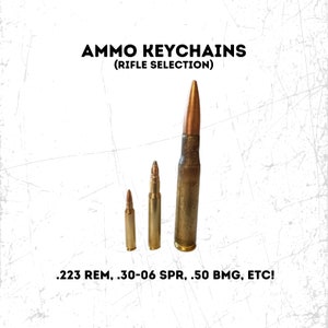 Rifle Ammo Keychains - Zipper Pull / Keyring / Gift - Real Inert Ammo Cartridges