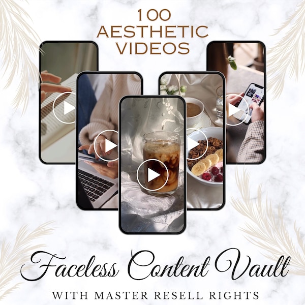 Faceless Content Vault! 100 HD Stock Videos + 40 Post & Stories Templates with Master Resell Rights MRR /PLR High in Demand Digital Product!