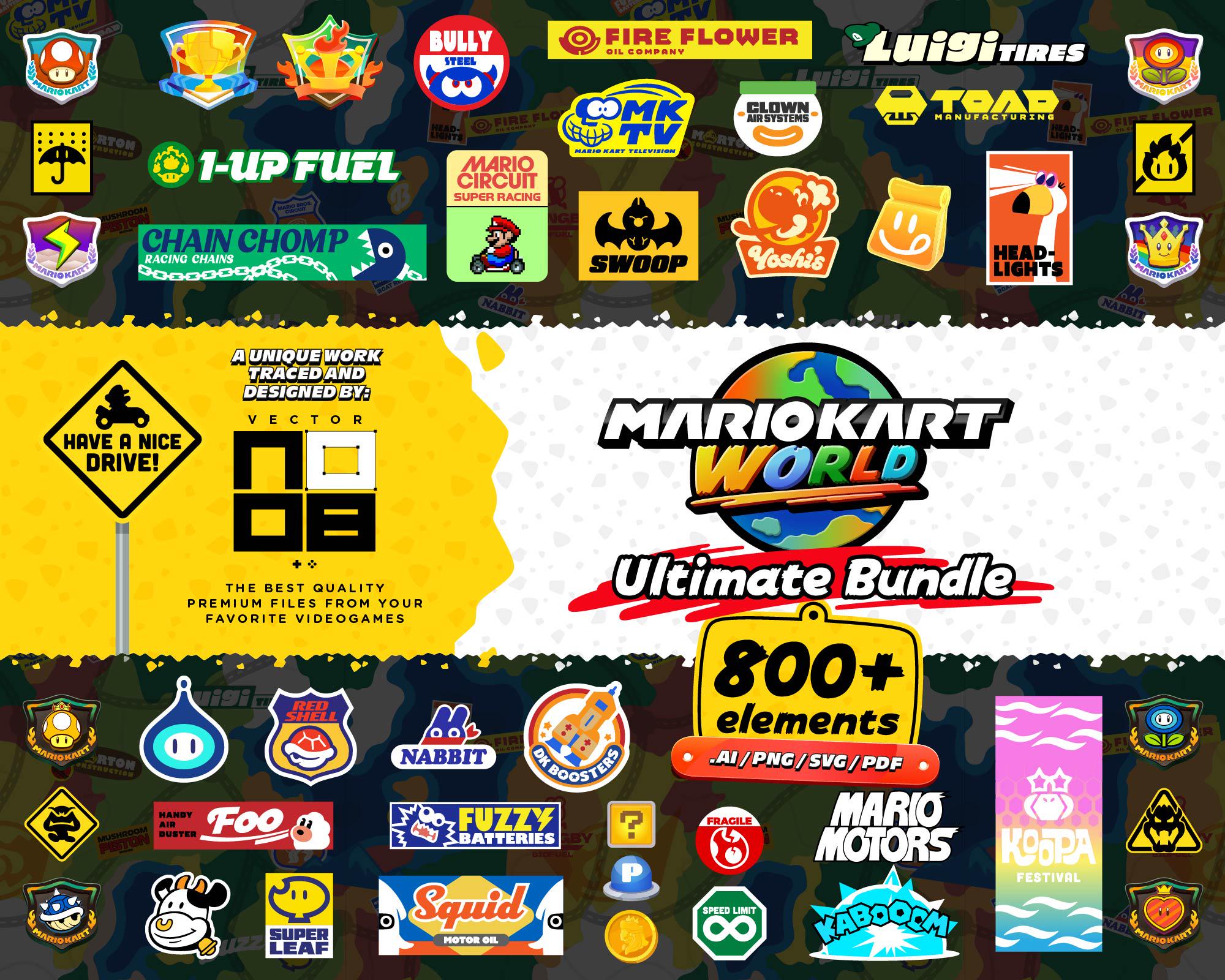 Mario Kart World Ultimate Bundle / MKW / DIY gifts / Illustrator / Cricut /Nintendo Switch 2 / Customization Design / Super Mario /