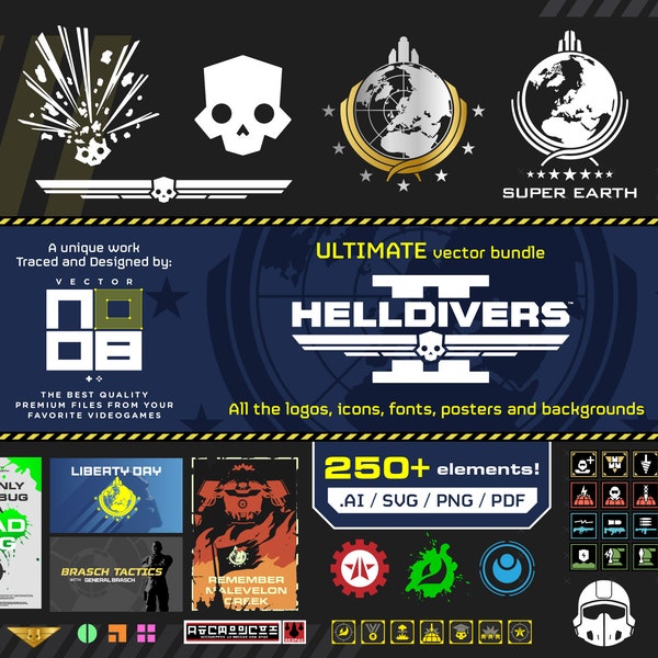 Helldivers II Ultimate Vector Bundle Digital Files / DIY helldivers gifts and merchandise / Illustrator, Cricut, PS5 / Customization Design