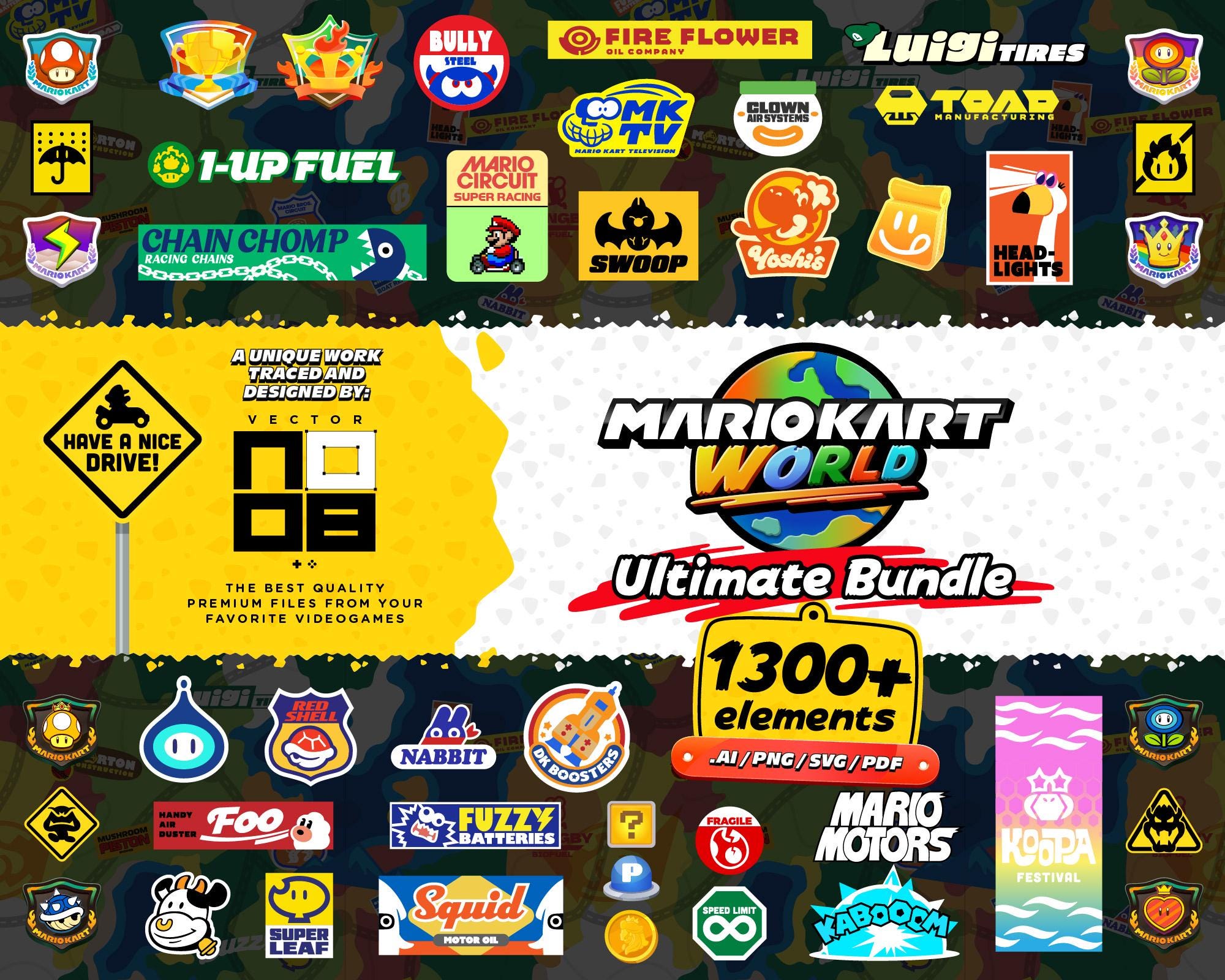 Mario Kart World Ultimate Bundle / MKW / DIY gifts / Illustrator / Cricut /Nintendo Switch 2 / Customization Design / Super Mario /
